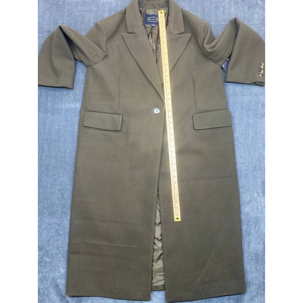 Scoop Womens Oversized Wool Coat Dark Olive Brown Longline Jacket L 12-14 NEW - Picture 4 of 14